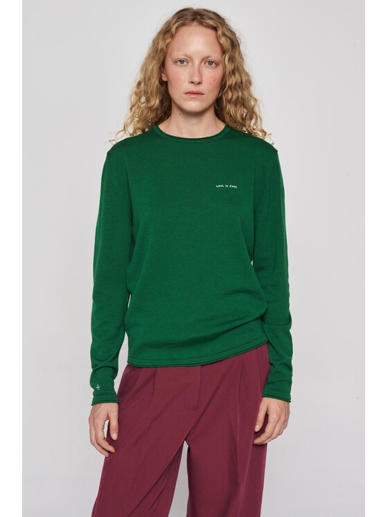 B SIDES B SIDES Bluzka MERINO Zielony Relaxed Fit