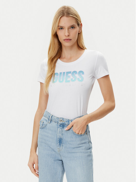Guess Guess T-Shirt W5GI14 J1314 Biały Regular Fit