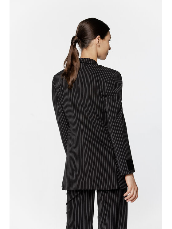 Pilawski Pilawski Marynarka MARYNARKA W PRĄŻEK DAMSKA Czarny Slim Fit