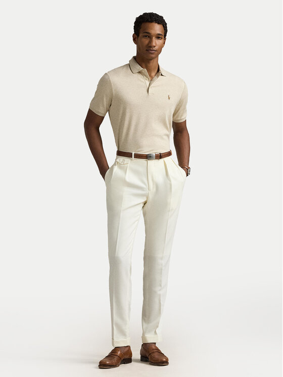 Polo Ralph Lauren Polo Ralph Lauren Тениска с яка и копчета 710704319080 Бежов Slim Fit