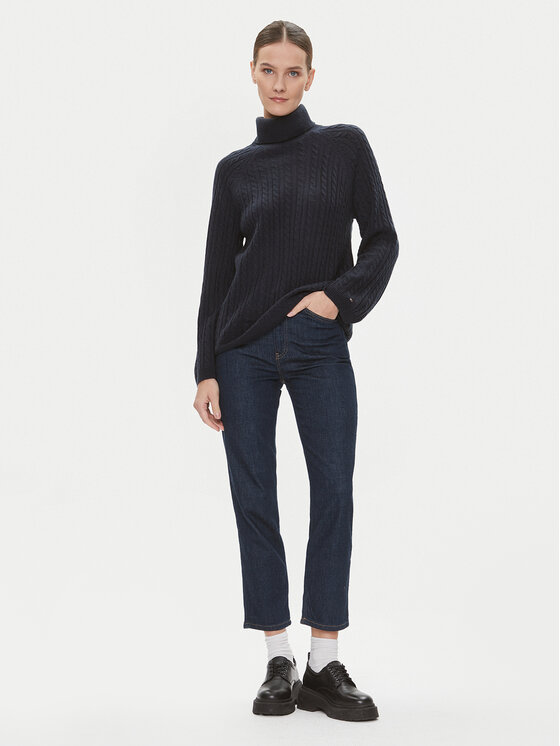 Tommy Hilfiger Tommy Hilfiger Rollkragenpullover WW0WW39904 Dunkelblau Relaxed Fit
