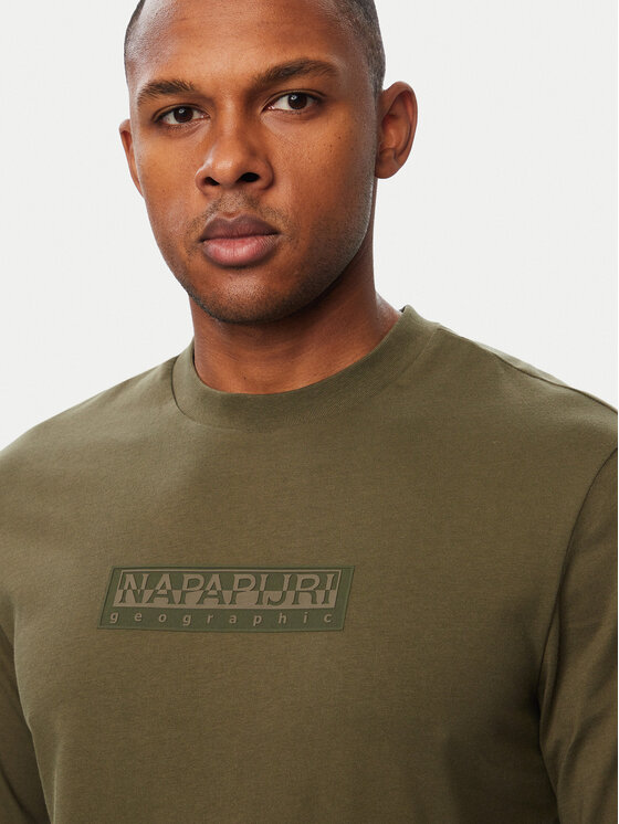 Napapijri Napapijri S dlouhým rukávem S-Box Logo NP0A8BC5 Tmavě zelená Regular Fit