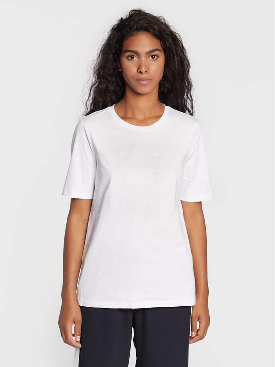 Tommy Hilfiger Tommy Hilfiger T-shirt Metallic WW0WW33522 Bianco Regular Fit