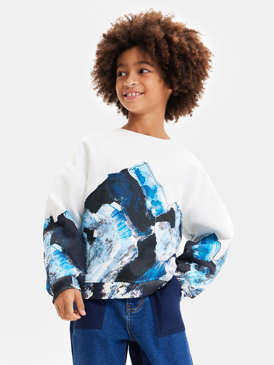 Desigual Mikina 23WBSK06 Biela Regular Fit