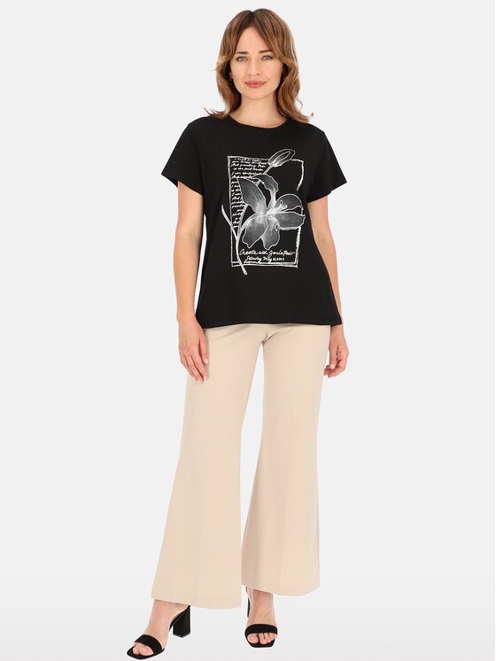Perso Perso T-Shirt TCE242339F Czarny Regular Fit