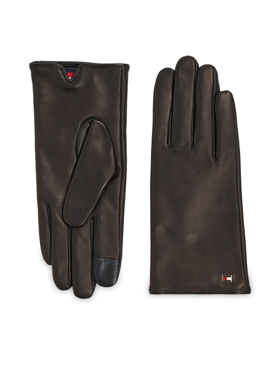 Tommy Hilfiger Ženske rokavice Essential Flag Leather Gloves AW0AW15360 Črna