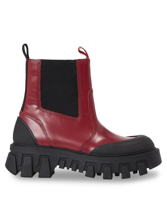 Ghete Jodhpur Tommy Jeans Tjw Chunky Chelsea Mix Material EN0EN02375 Roșu