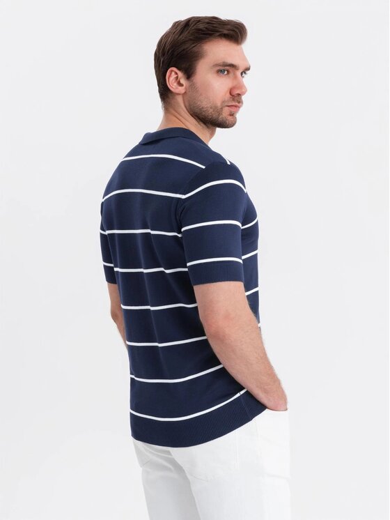 Ombre Ombre Polo OM-POSS-0145 Granatowy Regular Fit