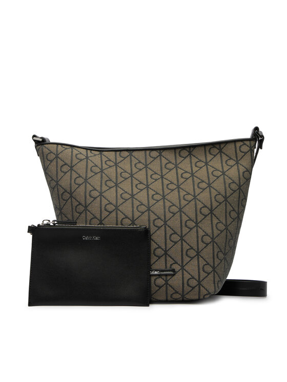 Calvin Klein Calvin Klein Kabelka Emblem Aop Jacquard Tote W/Pouch LV04F3535G Khaki