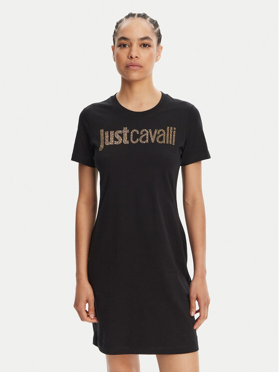 Just Cavalli Just Cavalli Hétköznapi ruha 78PAOE15 Fekete Regular Fit