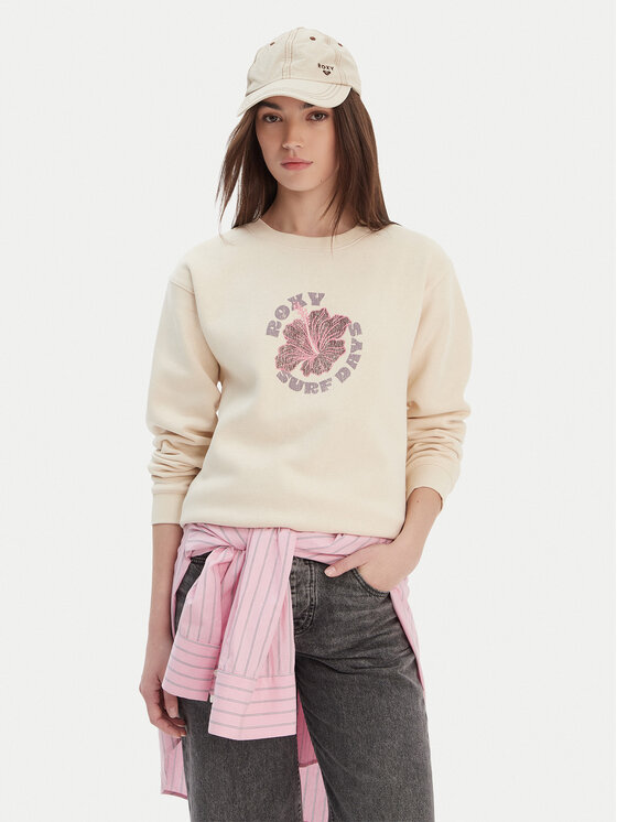 Roxy Roxy Μπλούζα Surf Stoked Crew Brushed Vint ERJFT05018 Εκρού Regular Fit