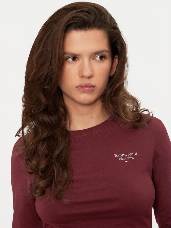 Tommy Jeans Tommy Jeans Bluza Essential DW0DW18793 Bordo rdeča Slim Fit
