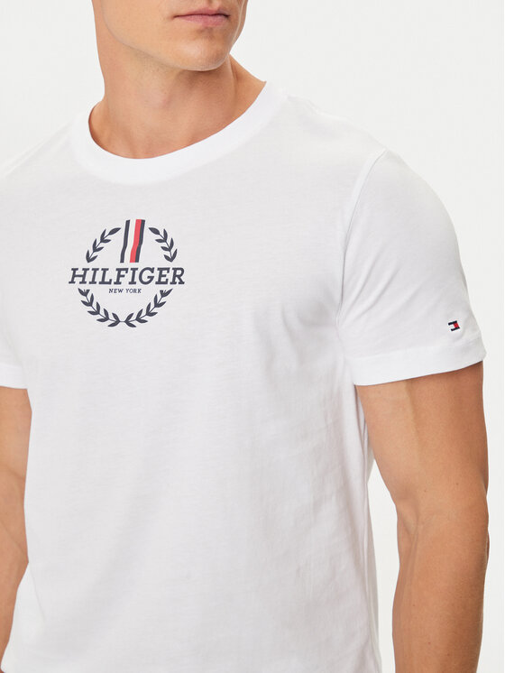 Tommy Hilfiger Tommy Hilfiger Marškinėliai Global Stripe MW0MW34388 Balta Regular Fit