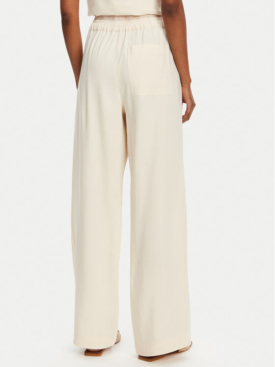 Marella Marella Bavlnené nohavice Fred 2513131085 Écru Wide Leg