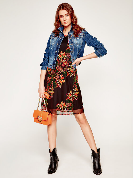 Desigual Desigual Лятна рокля Papillon 20SWVK83 Черен Regular Fit