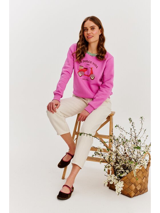 NAOKO NAOKO Mikina La Dolce Vespa Růžová Regular Fit