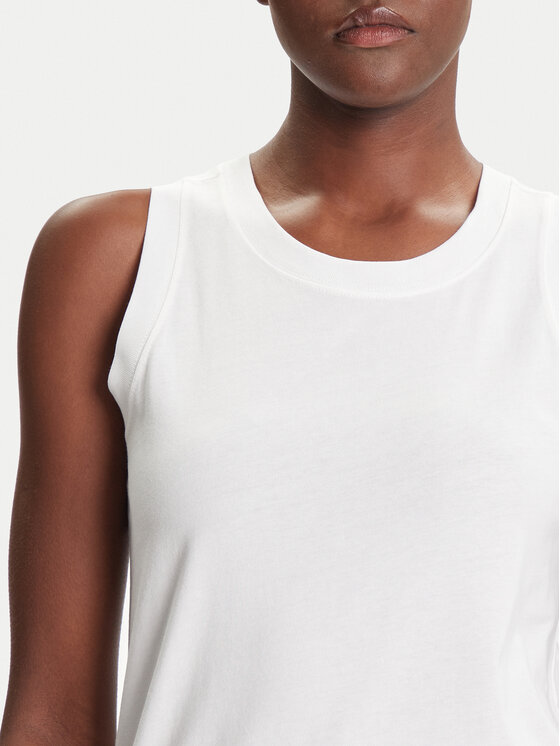 Champion Champion Haljina za svaki dan Script Logo Ribbed Trim 112657 Bijela Regular Fit