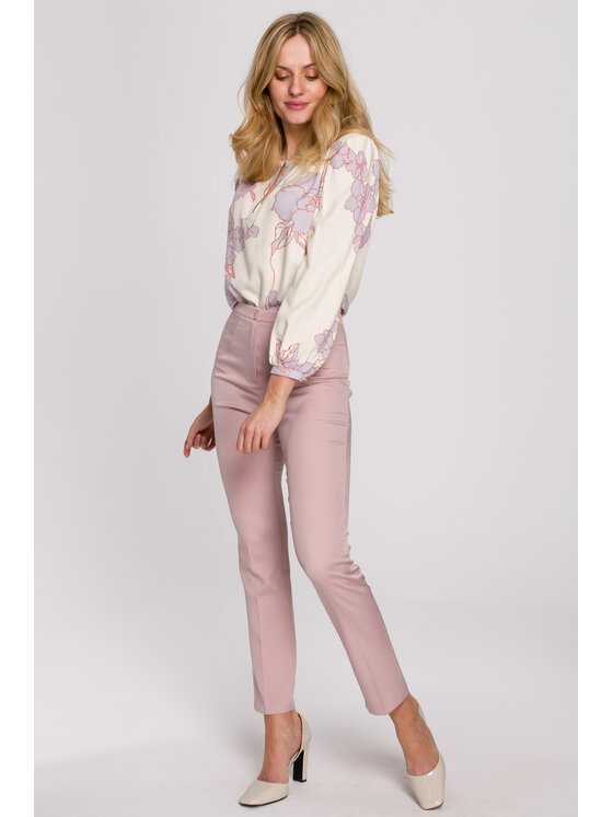 Makover Pantaloni da donna K093 Rosa Regular Fit