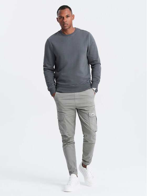 Ombre Ombre Mikina OM-SSBN-0159 Šedá Regular Fit