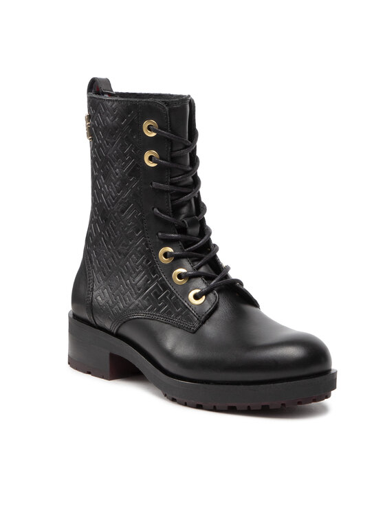 Tommy Hilfiger Tommy Hilfiger Trzewiki Th Monogram Biker Boot FW0FW06817 Czarny