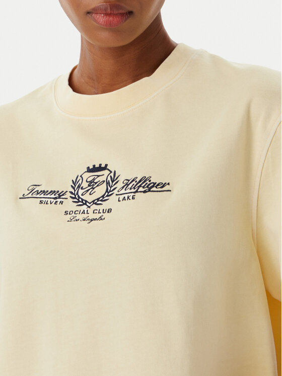 Tommy Hilfiger Tommy Hilfiger T-Shirt Crest WW0WW48713 Krémová Relaxed Fit