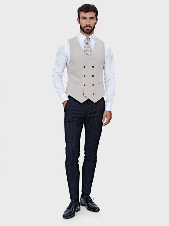 Evenemen Evenemen Kamizelka garniturowa Boston SW084 Écru Slim Fit