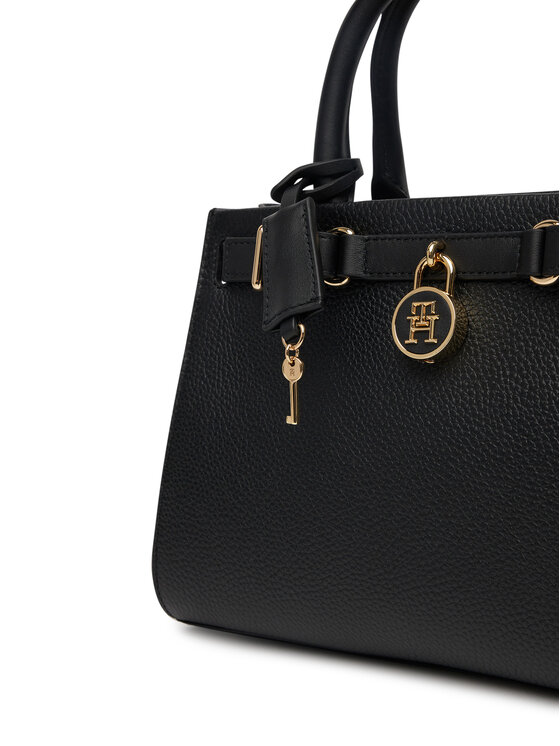Tommy Hilfiger Tommy Hilfiger Ročna torba American Icon Mini Tote Leather AW0AW17188 Črna