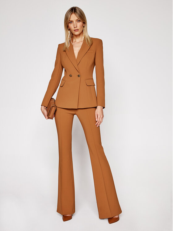 Elisabetta Franchi Completo blazer e pantaloni di tessuto TP 001 06E2 V629 Marrone Slim Fit Modivo