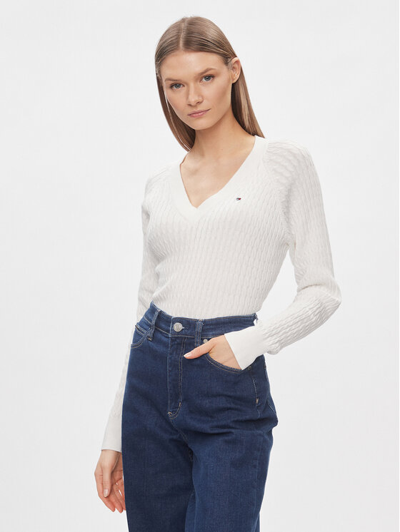 Tommy Hilfiger Maglione WW0WW40674 Bianco Regular Fit, taglia : M