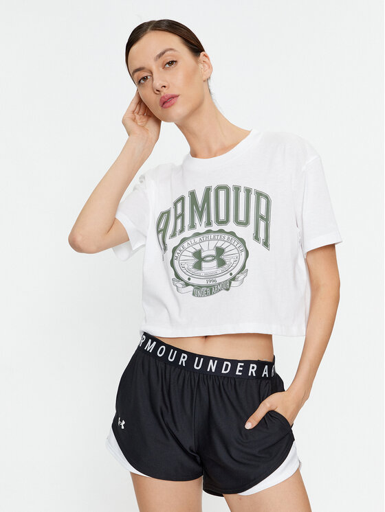 Under Armour T-shirt Ua Collegiate Crest Crop Ss 1379402 Bijela Loose Fit