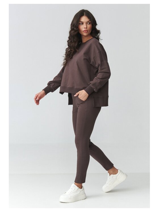 Makadamia Makadamia Dres M917 Brązowy Loose Fit