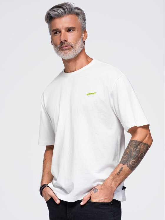 Ombre Ombre T-Shirt OM-TSPT-0284 Bílá Relaxed Fit