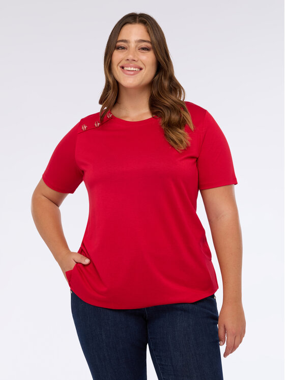 Fiorella Rubino Fiorella Rubino T-Shirt G01XL008831N016 Czerwony Boxy Fit