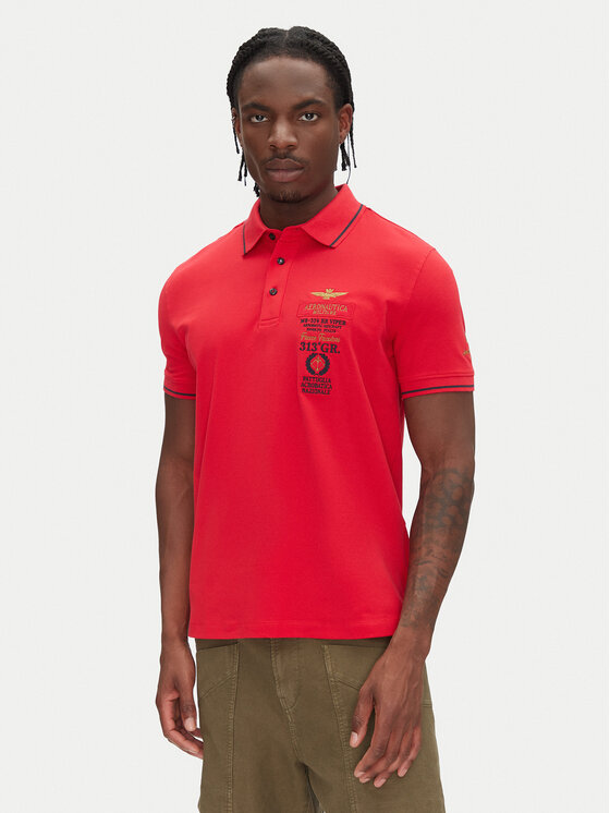 Férfi Pólóing Aeronautica Militare, Méret: L, Piros, 251PO1853P191