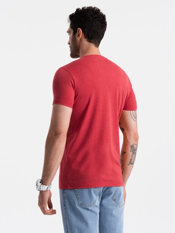Ombre Ombre T-Shirt OM-TSBS-0145 Czerwony Regular Fit