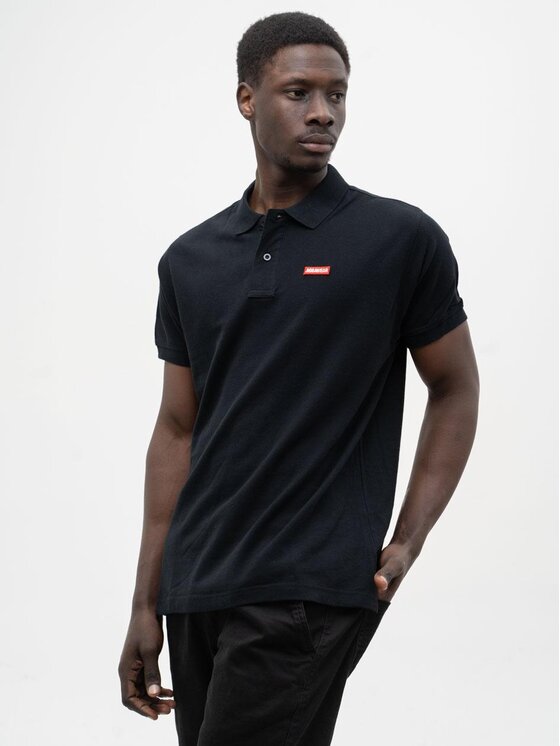 Jigga Wear Jigga Wear Polo Koszulka Polo Z Krótkim Rękawem Męska Czarna / Czerwona Jigga Wear Stripe Name 2XL Czarny Regular Fit