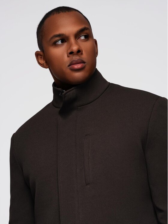 Ombre Ombre Płaszcz przejściowy OM-COWC-0136 Brązowy Regular Fit