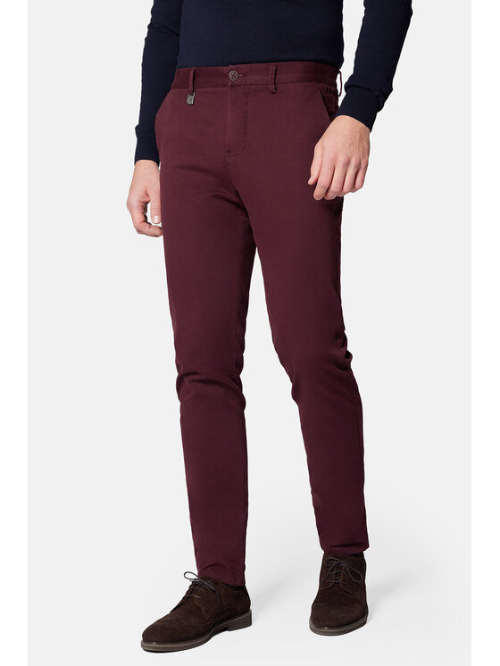 Lancerto Lancerto Chinosy Monaco SP082223000012 Bordowy Slim Fit