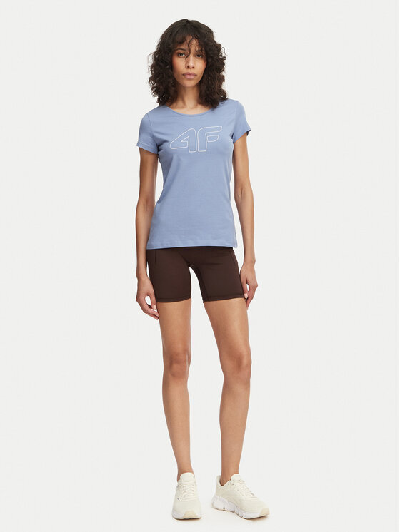 4F 4F Póló 4FAW23TTSHF0907 Lila Slim Fit