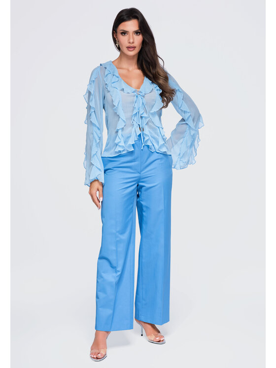 Ombre Ombre Bluzka OW-TS-E0078 Niebieski Loose Fit