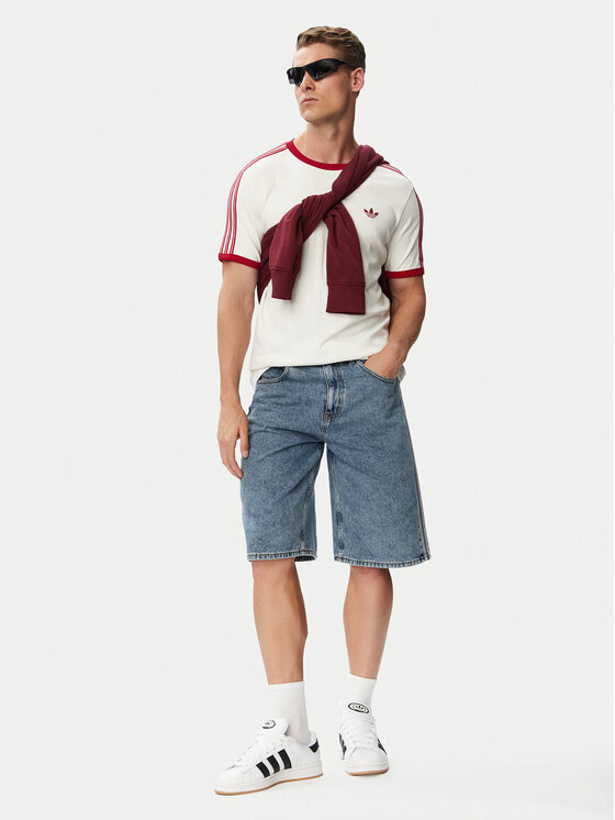 adidas adidas Tričko Drop Needle 3 Stripes Tee KS7449 Biela Regular Fit