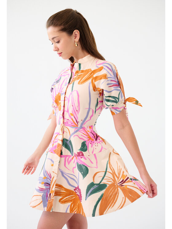 Leimann Leimann Sukienka letnia Fiorella Beżowy Feminine Fit