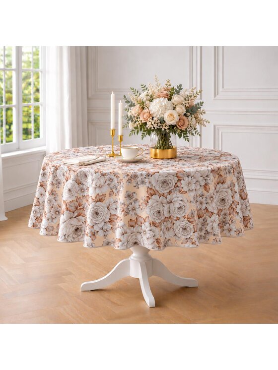 Roseberry Home Roseberry Home Obrus kwiatowy Gray Camellia Czerwony