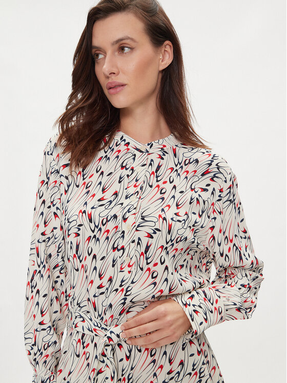 Tommy Hilfiger Tommy Hilfiger Rochie tip cămașă WW0WW41904 Écru Relaxed Fit