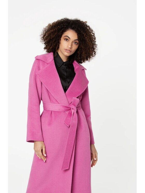 GIODORO GIODORO Μάλλινο παλτό M Ροζ Straight Fit