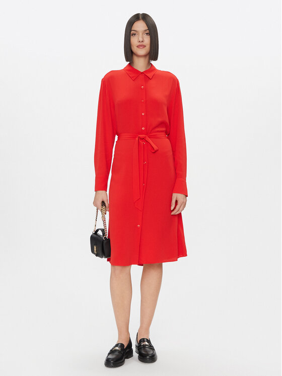 Tommy Hilfiger Tommy Hilfiger Rochie tip cămașă WW0WW40563 Roșu Regular Fit