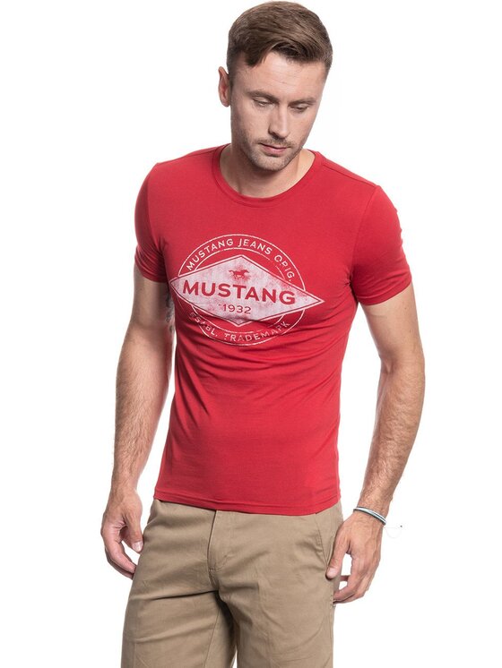 Mustang Mustang T-shirt AARON C PRINT Rosso Slim Fit