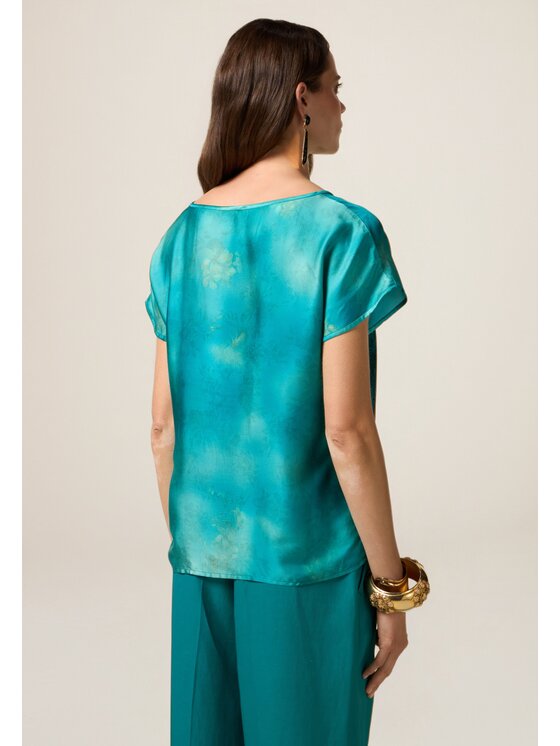 Oltre Oltre Blusa 2016J000781N0S4 Turchese Regular Fit