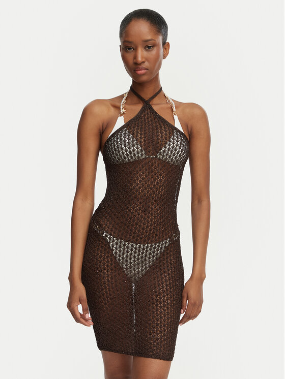 Guess Guess Pludmales kleita E6GK05 Z5402 Tumši brūna Regular Fit