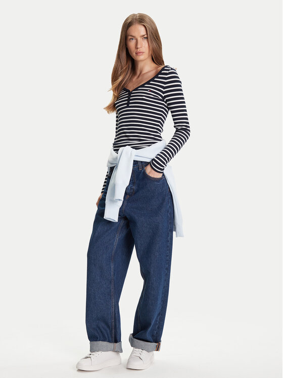 Tommy Jeans Tommy Jeans Halenka Henley DW0DW20903 Tmavomodrá Slim Fit